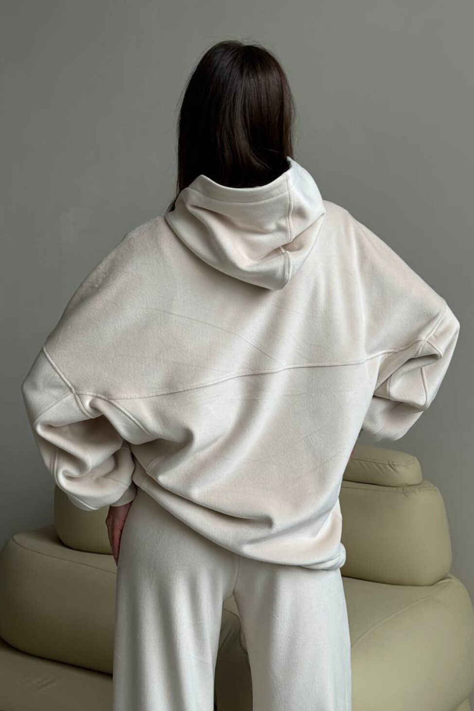 Mallorca σετ φούτερ φόρμα εκρού - Image 4