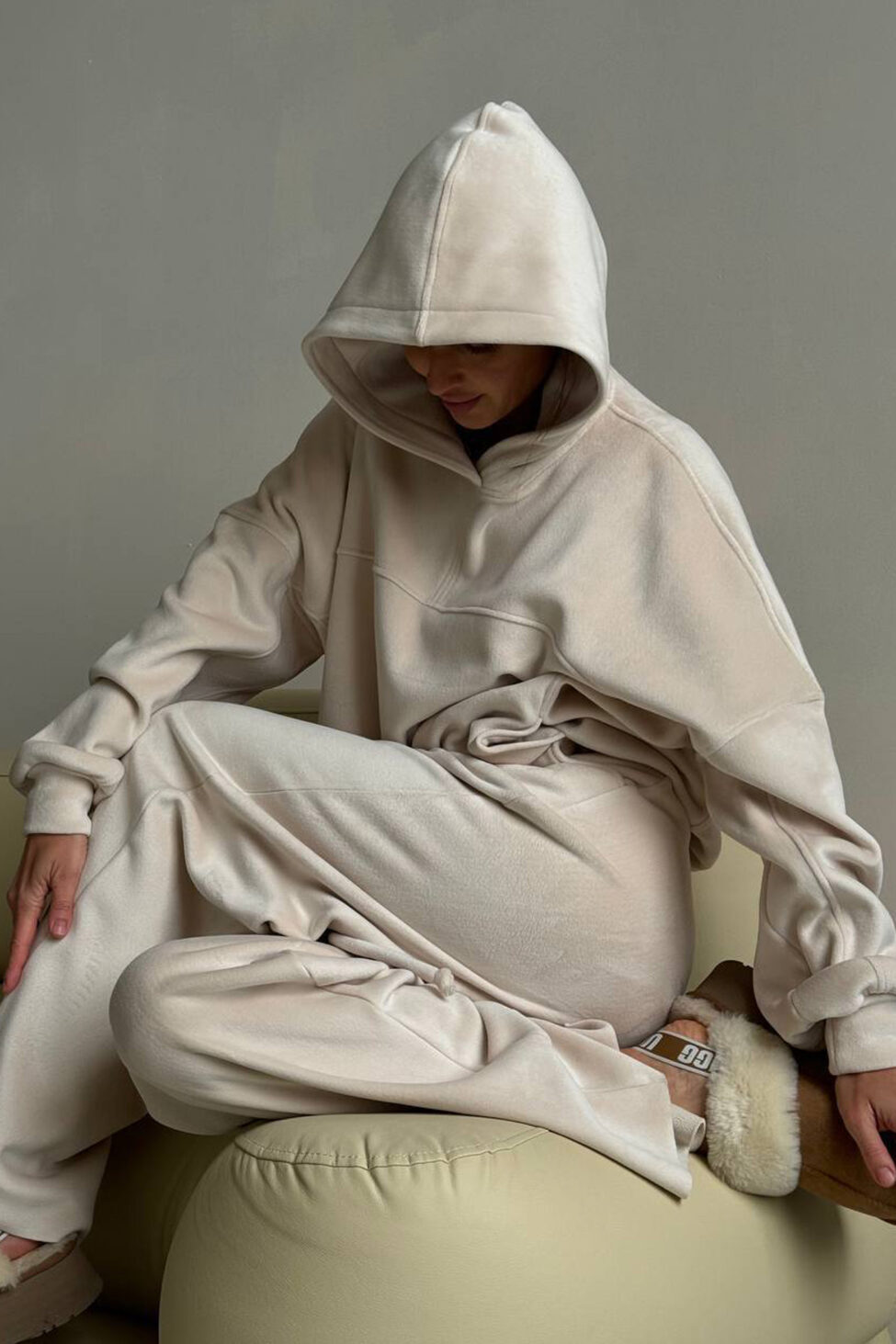 Mallorca σετ φούτερ φόρμα εκρού - Image 6