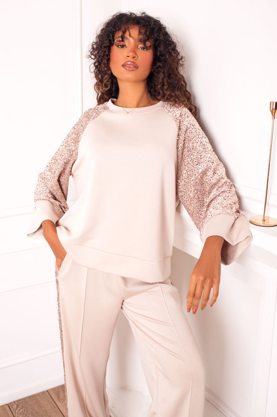 Maripoza σετ φόρμας με παγιέτες εκρού - Image 2