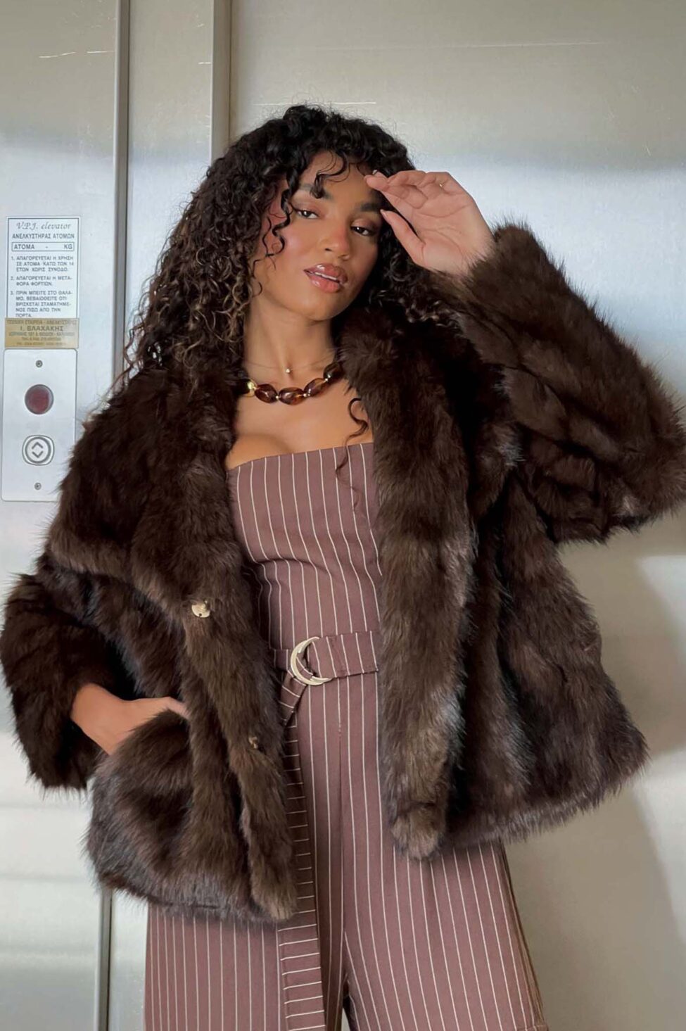 Melona οικολογική κοντή γούνα καφέ - Image 2