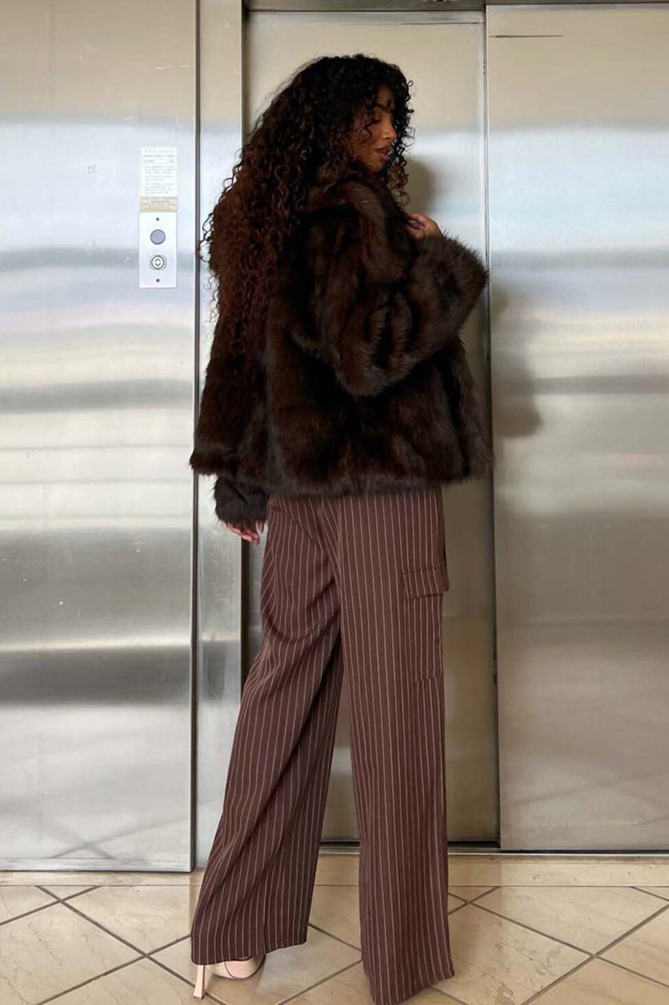 Melona οικολογική κοντή γούνα καφέ - Image 4