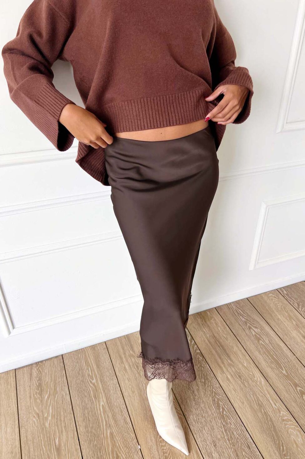 Mercello μίντι φούστα καφέ - Image 2