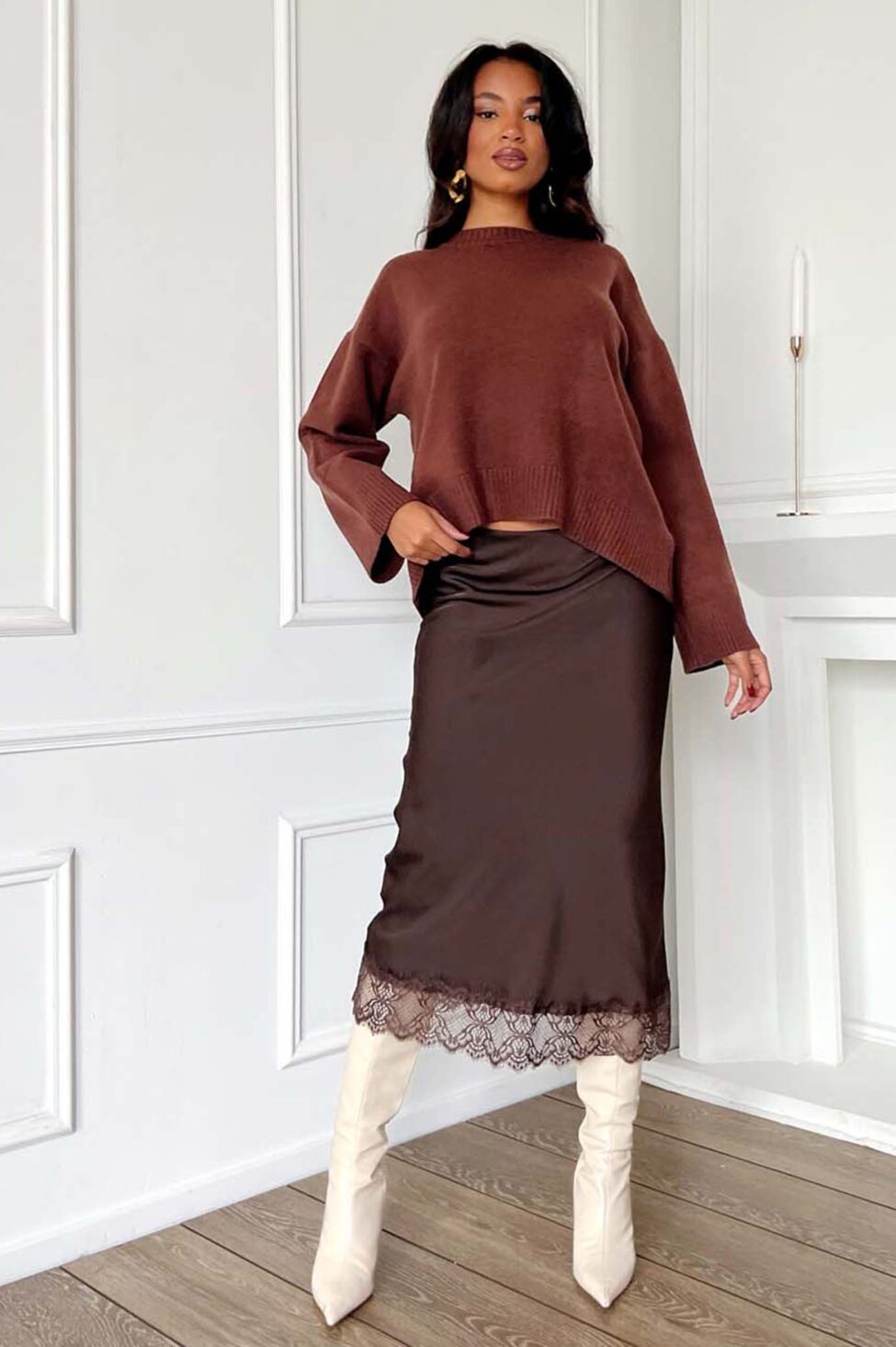 Mercello μίντι φούστα καφέ - Image 3