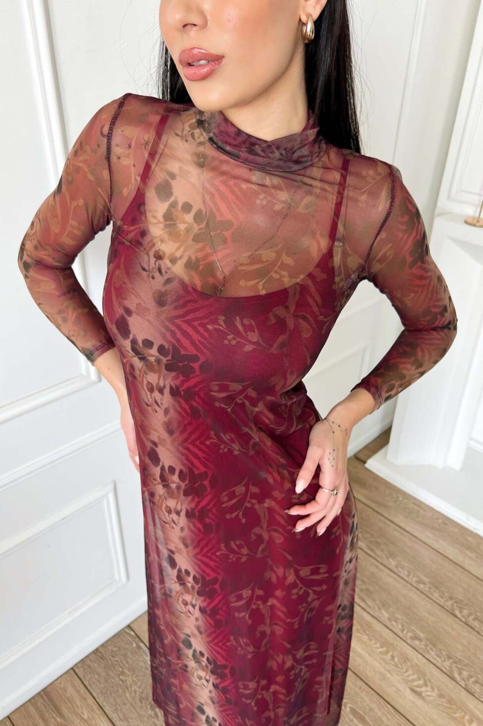 Nectarine φόρεμα μπορντό - Image 3