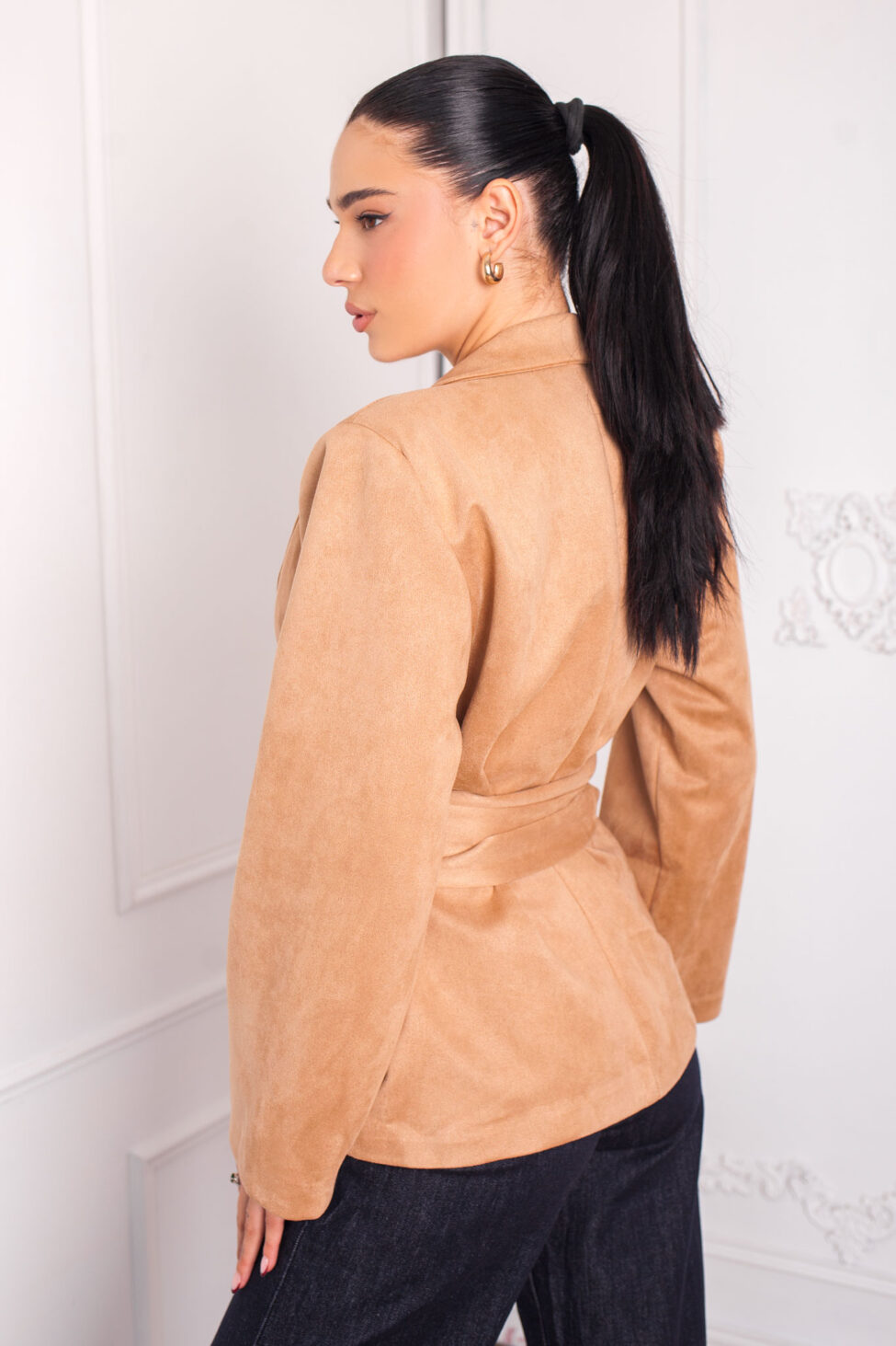 Nomad σακάκι με ζώνη μπεζ - Image 2