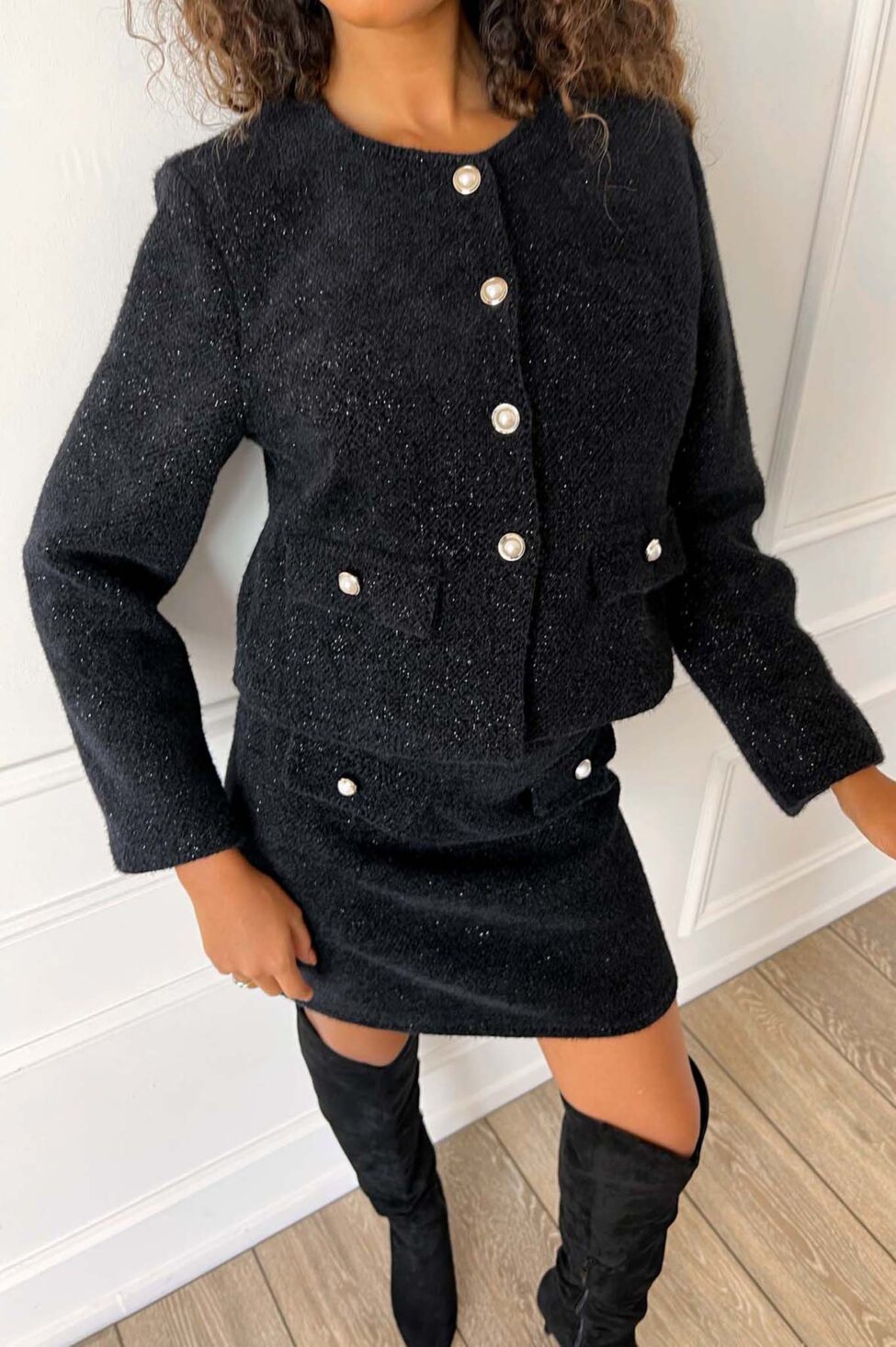 Orsalia σετ σακάκι φούστα μαύρο - Image 3