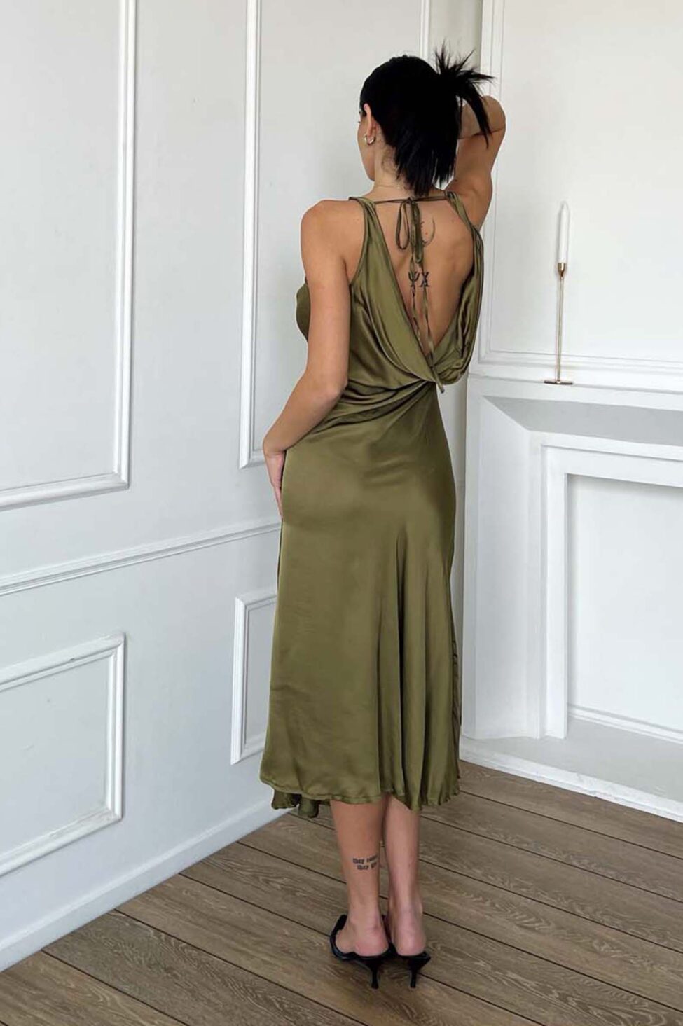 Parana μίντι φόρεμα λαδί - Image 2