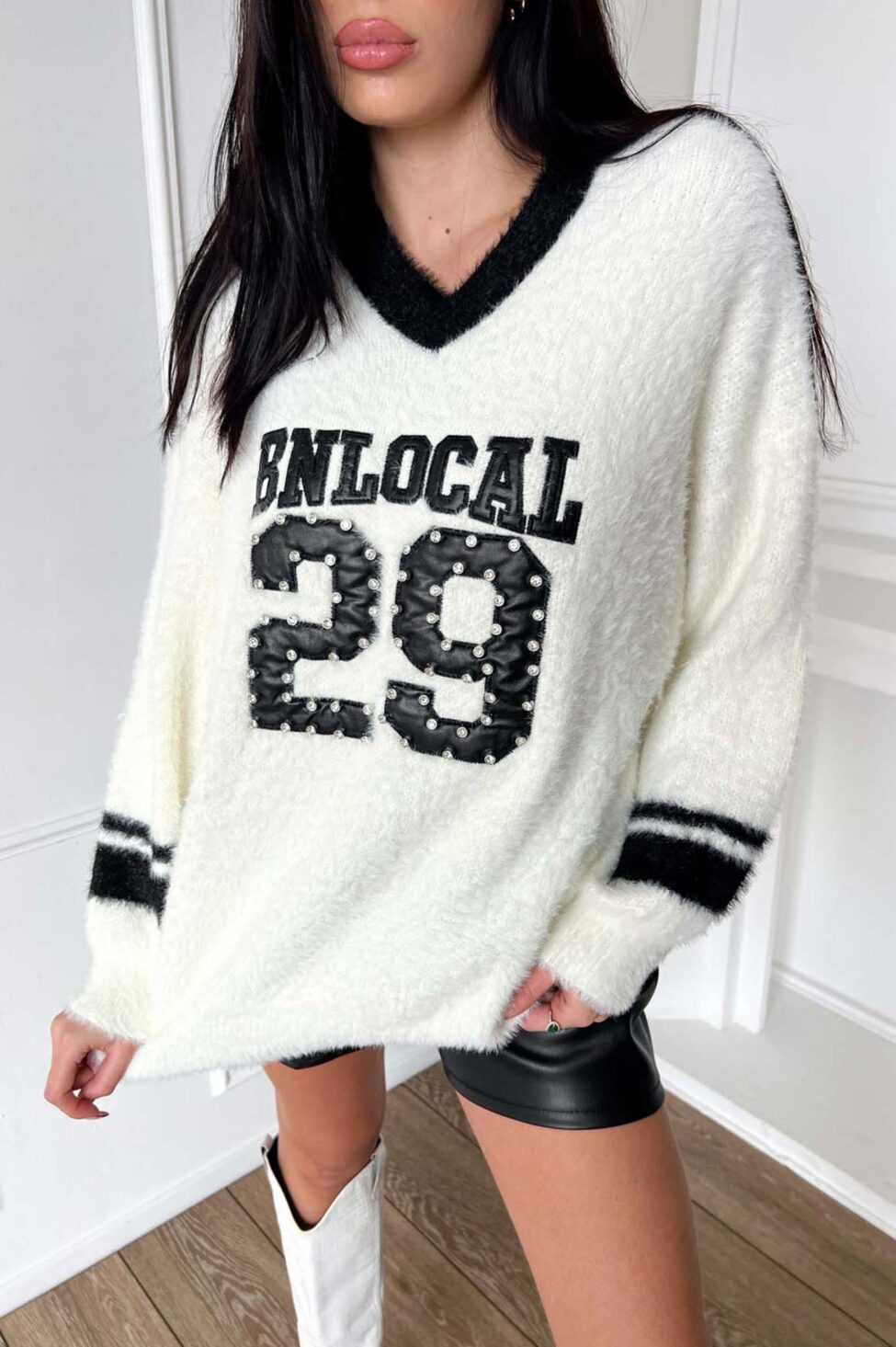 Playoff πλεκτή μπλούζα λευκό - Image 2