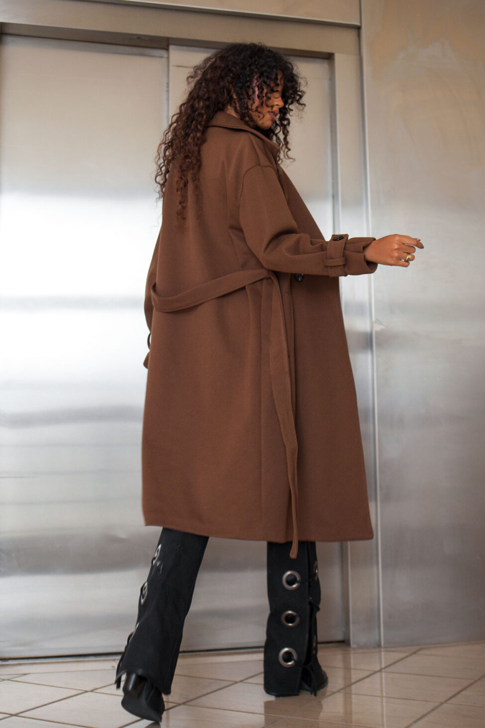 Provoke μακρύ παλτό καφέ - Image 3