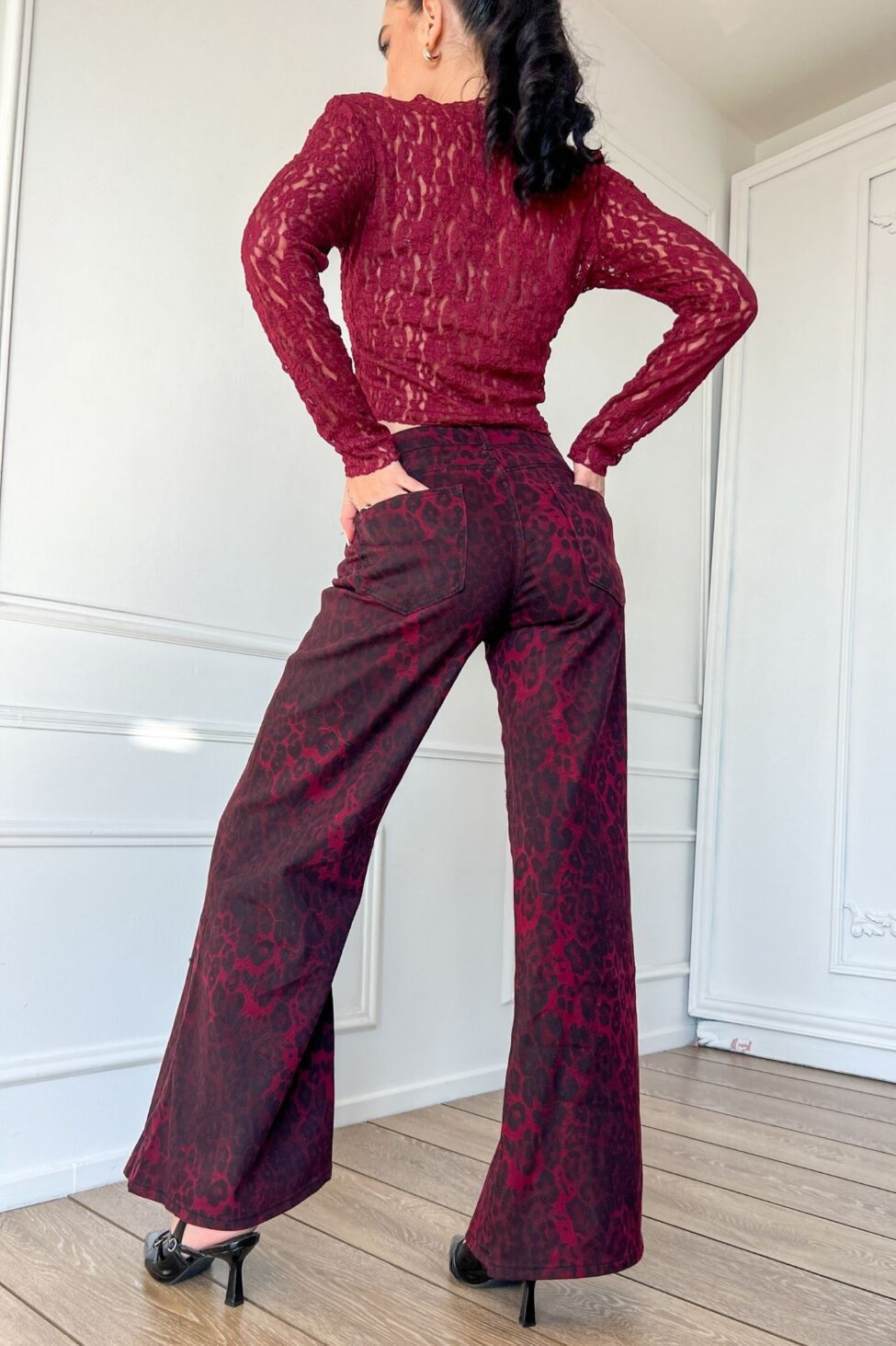 Rum τζιν παντελόνι μπορντό - Image 3