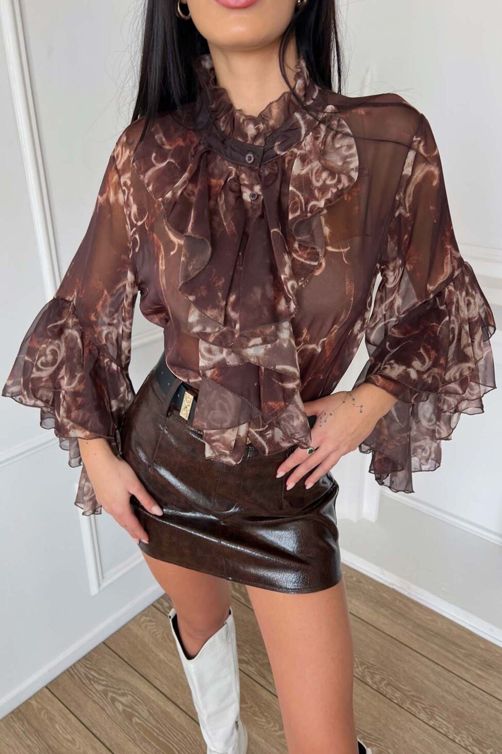 Rusty πουκάμισο εμπριμέ καφέ - Image 2