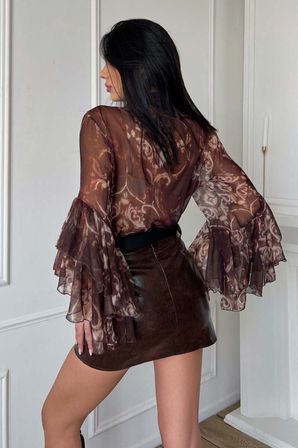 Rusty πουκάμισο εμπριμέ καφέ - Image 3