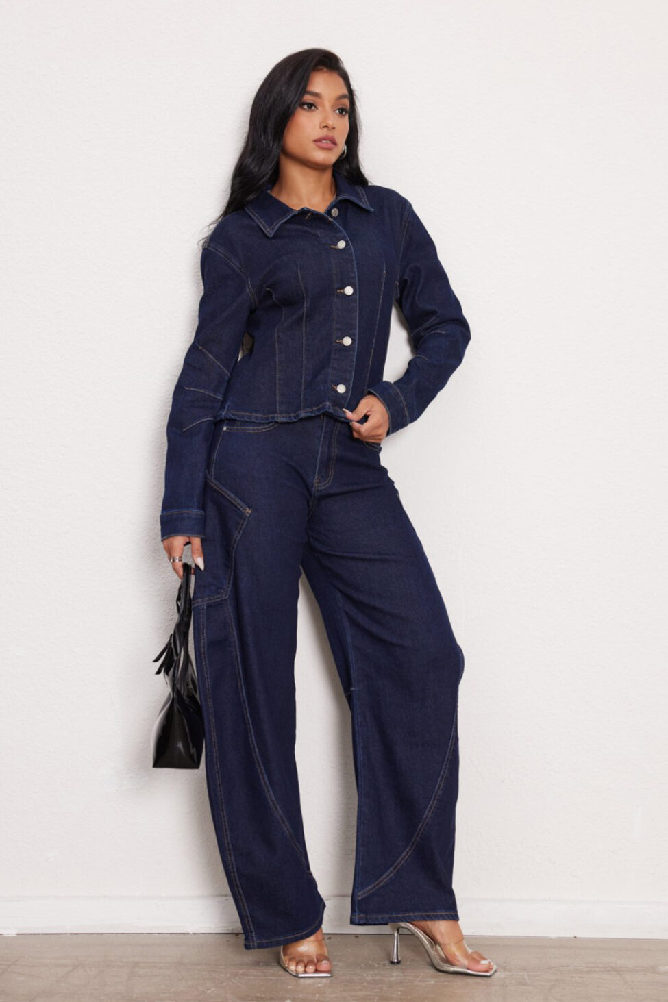 Sadelle σετ τζιν πουκάμισο - παντελόνι μπλε - Image 3