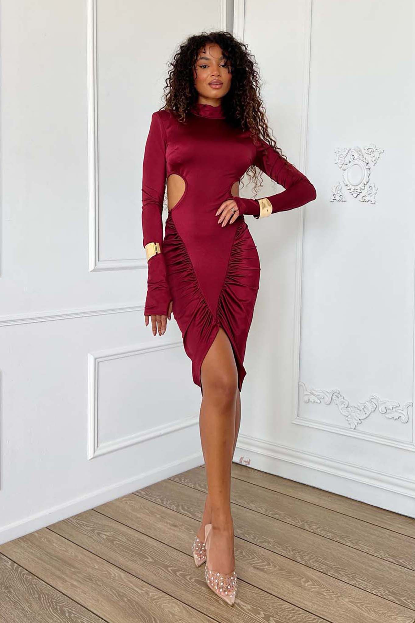 Scandal μίντι φόρεμα μπορντό Scandal μίντι φόρεμα μπορντό - Image 1