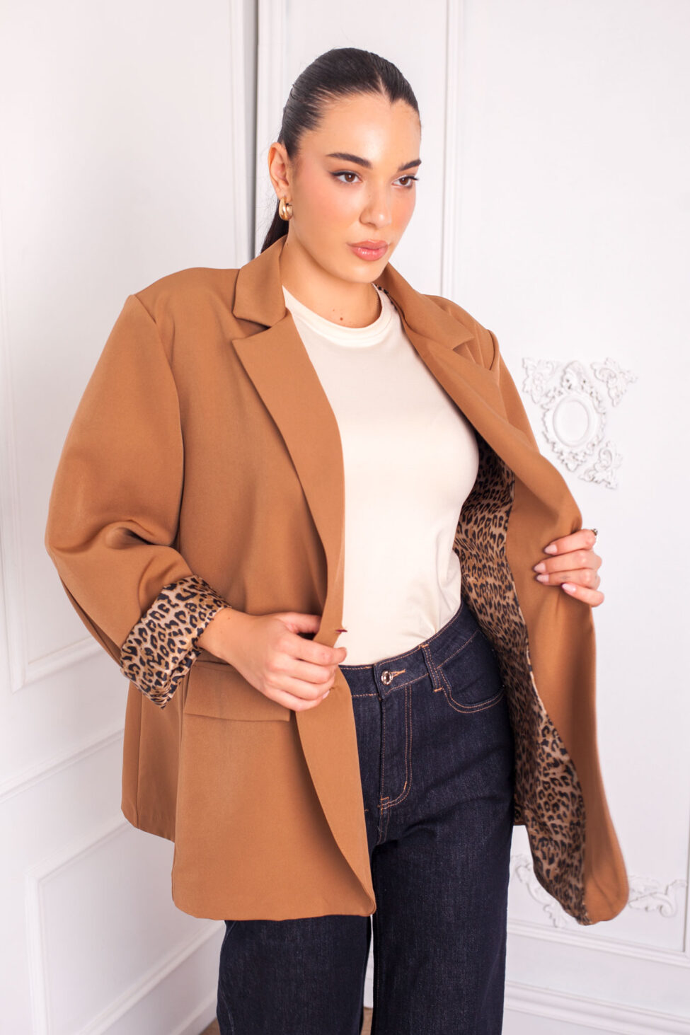 Seloura Oversized σακάκι μπεζ - Image 3