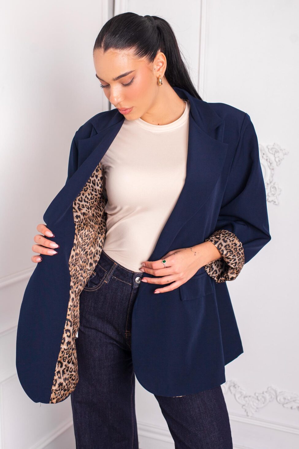 Seloura Oversized σακάκι μπλε σκούρο - Image 3