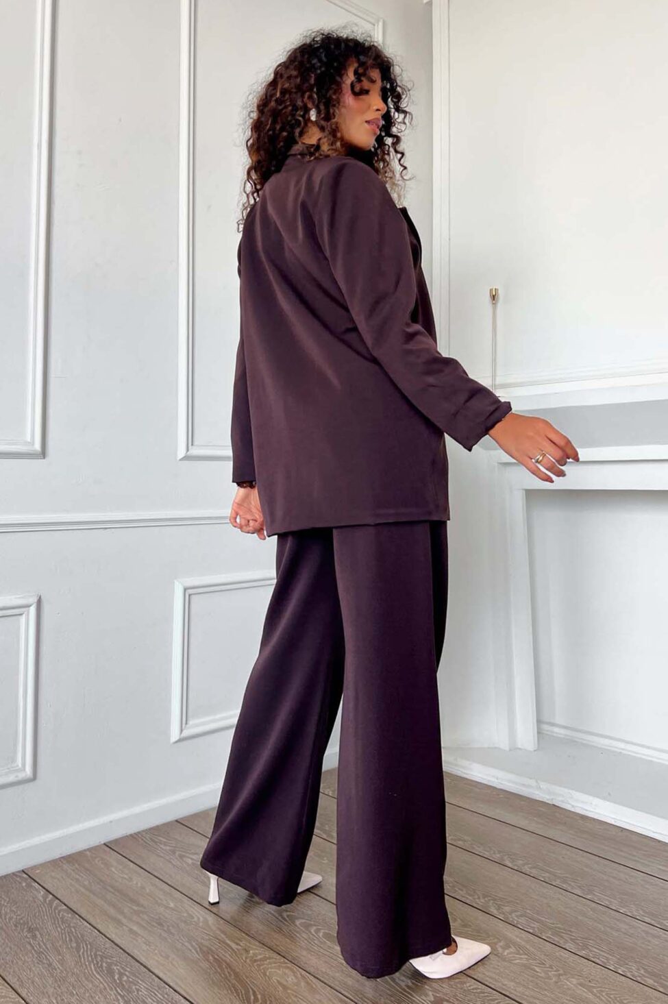 Serrano σετ σακάκι παντελόνι καφέ - Image 2