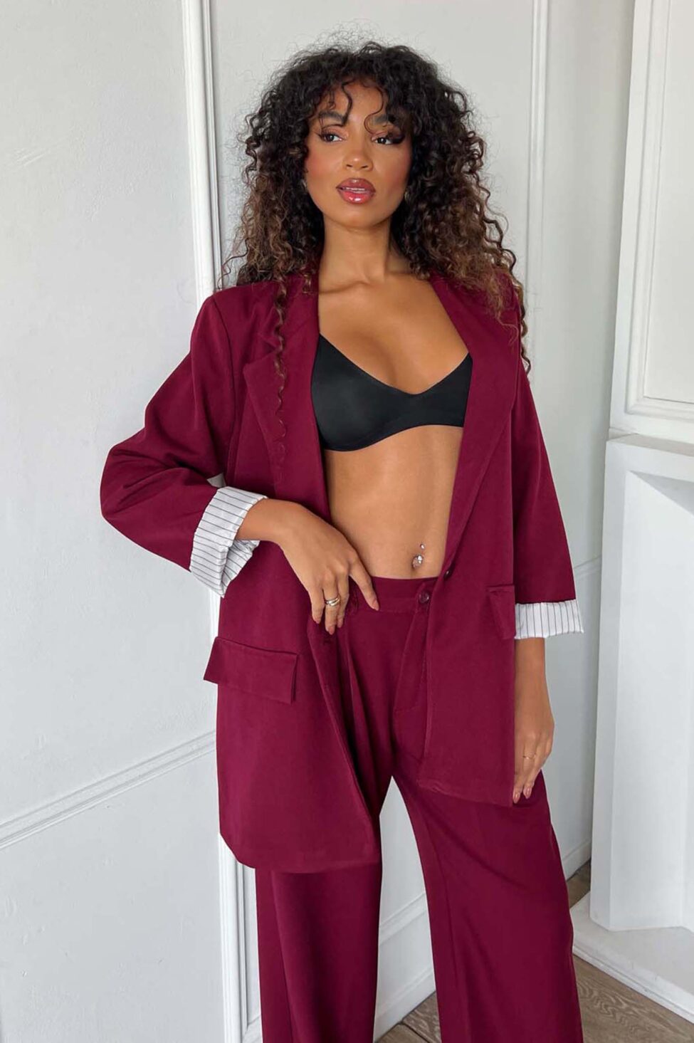 Serrano σετ σακάκι παντελόνι μπορντό - Image 3