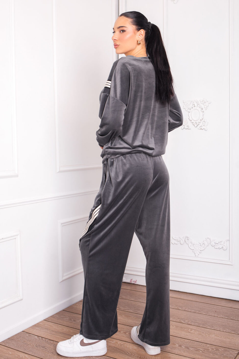 Simela βελούδινο σετ μπλούζα με παντελόνι γκρι - Image 2