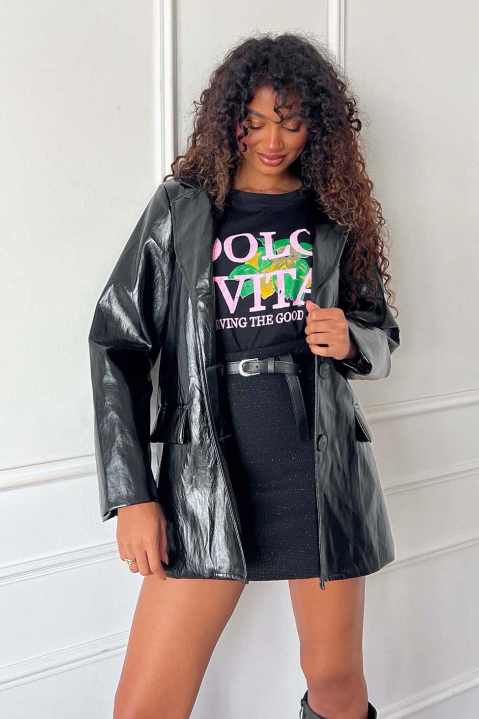 Somber σακάκι δερματίνη μαύρο - Image 2