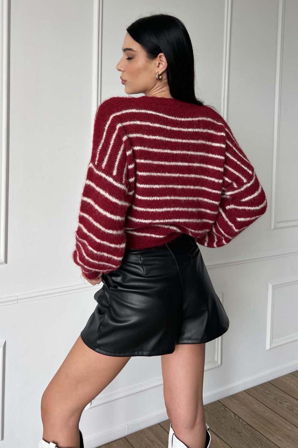 Stamp σορτς από οικολογικό δέρμα μαύρο - Image 2