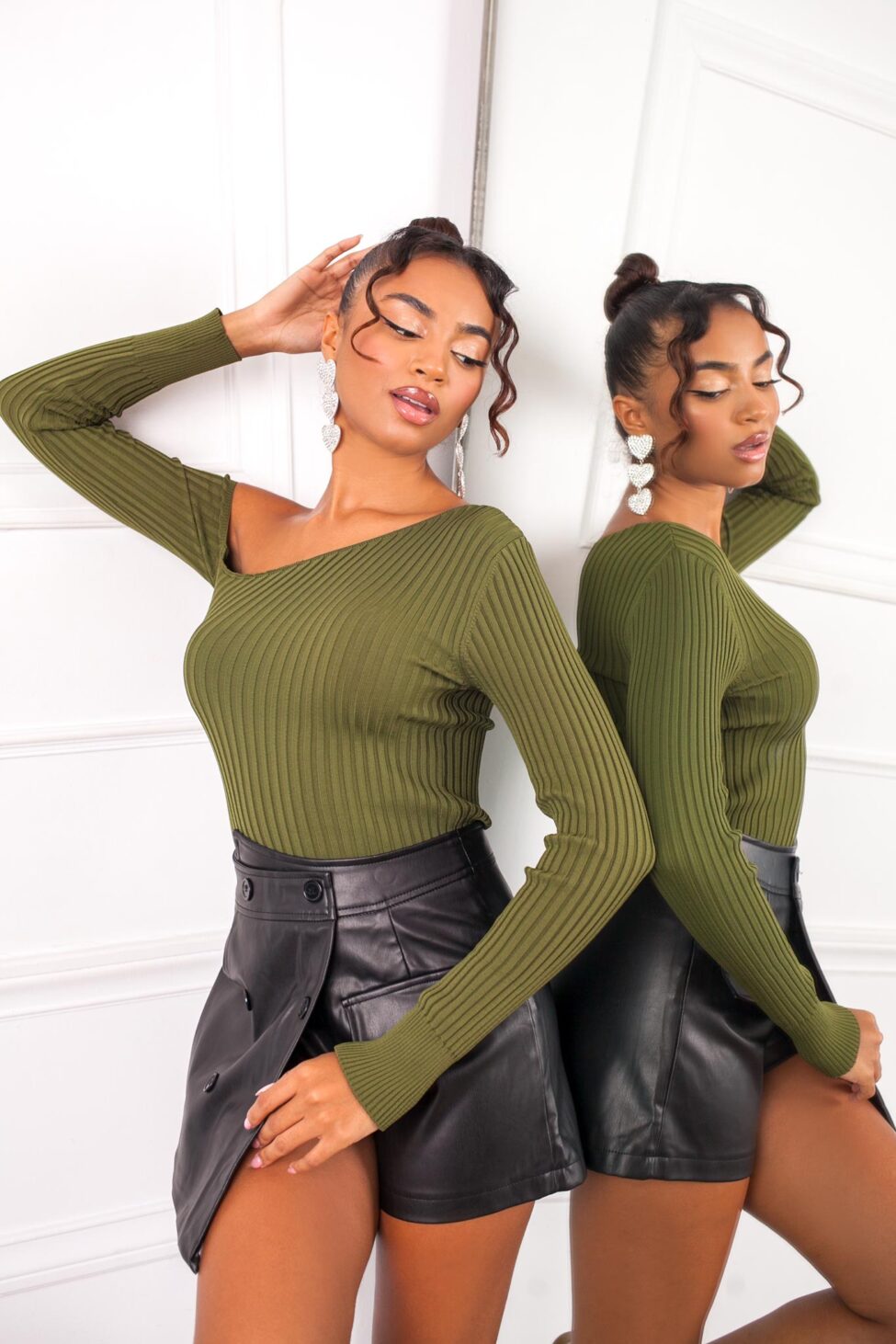 Vittoria ριπ τοπ πλεκτό λαδί - Image 2