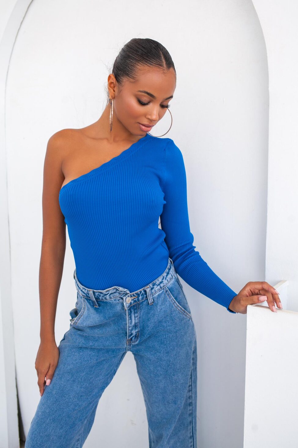 Vorena ριπ τοπ με έναν ώμο μπλε - Image 2