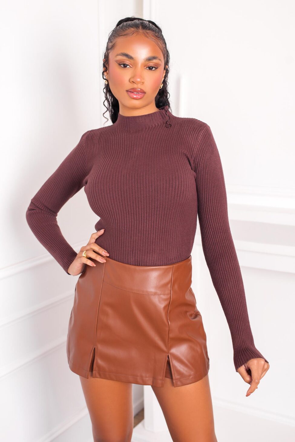 Whispers Πλεκτό Ριπ καφέ - Image 2