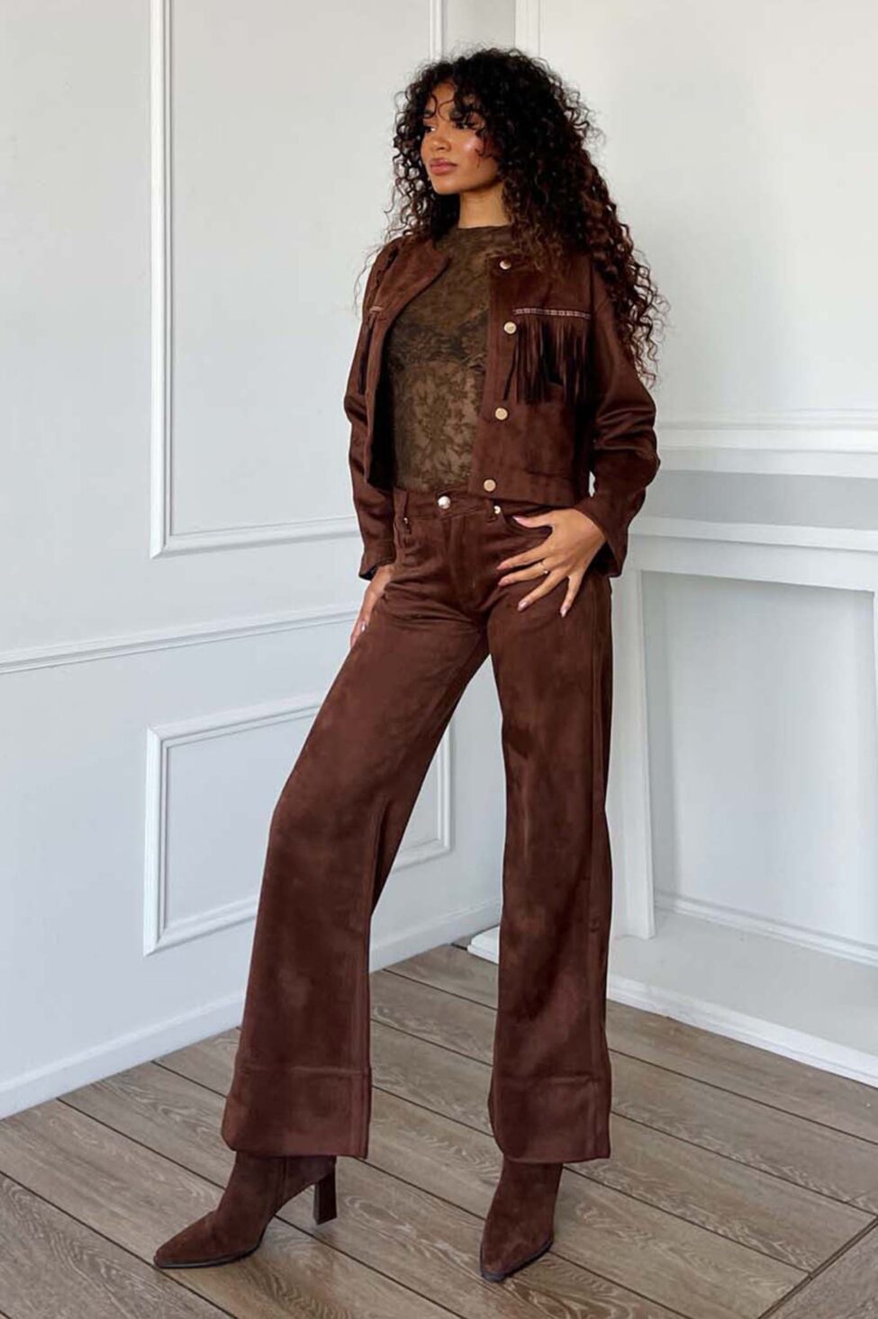 Wildwest σετ τζάκετ παντελόνι καφέ - Image 2