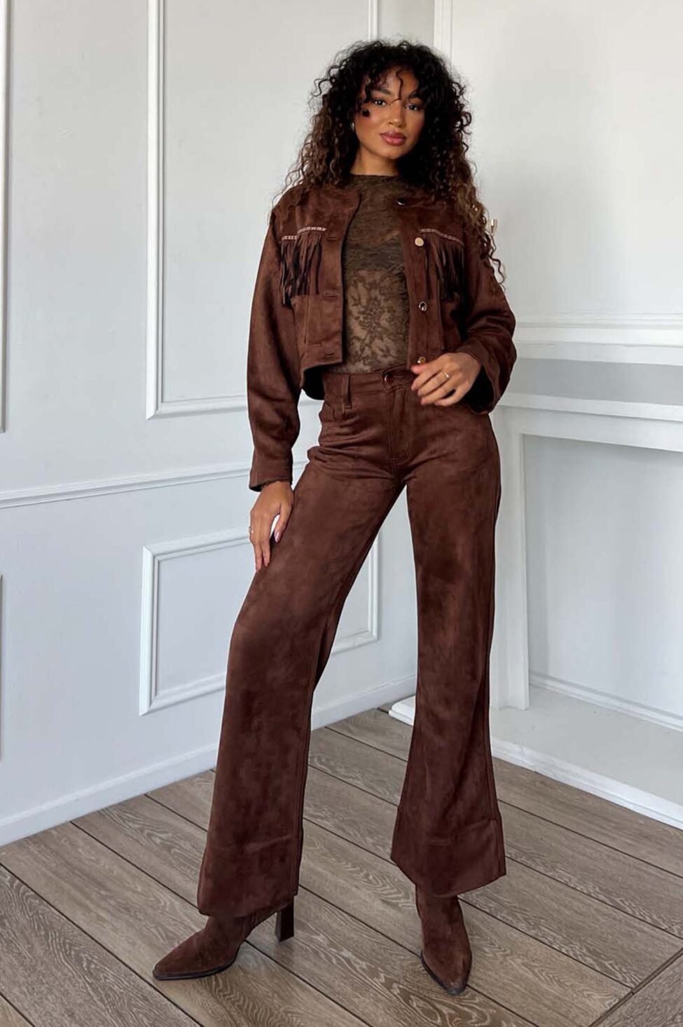 Wildwest σετ τζάκετ παντελόνι καφέ - Image 5