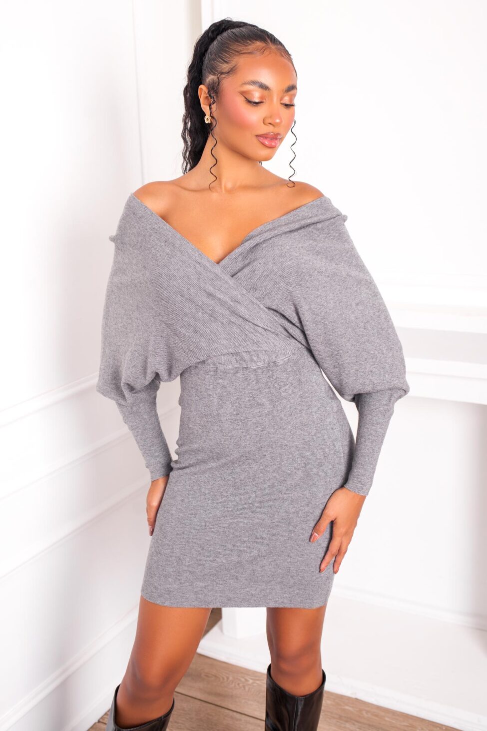 Zania μίντι φόρεμα γκρι - Image 2