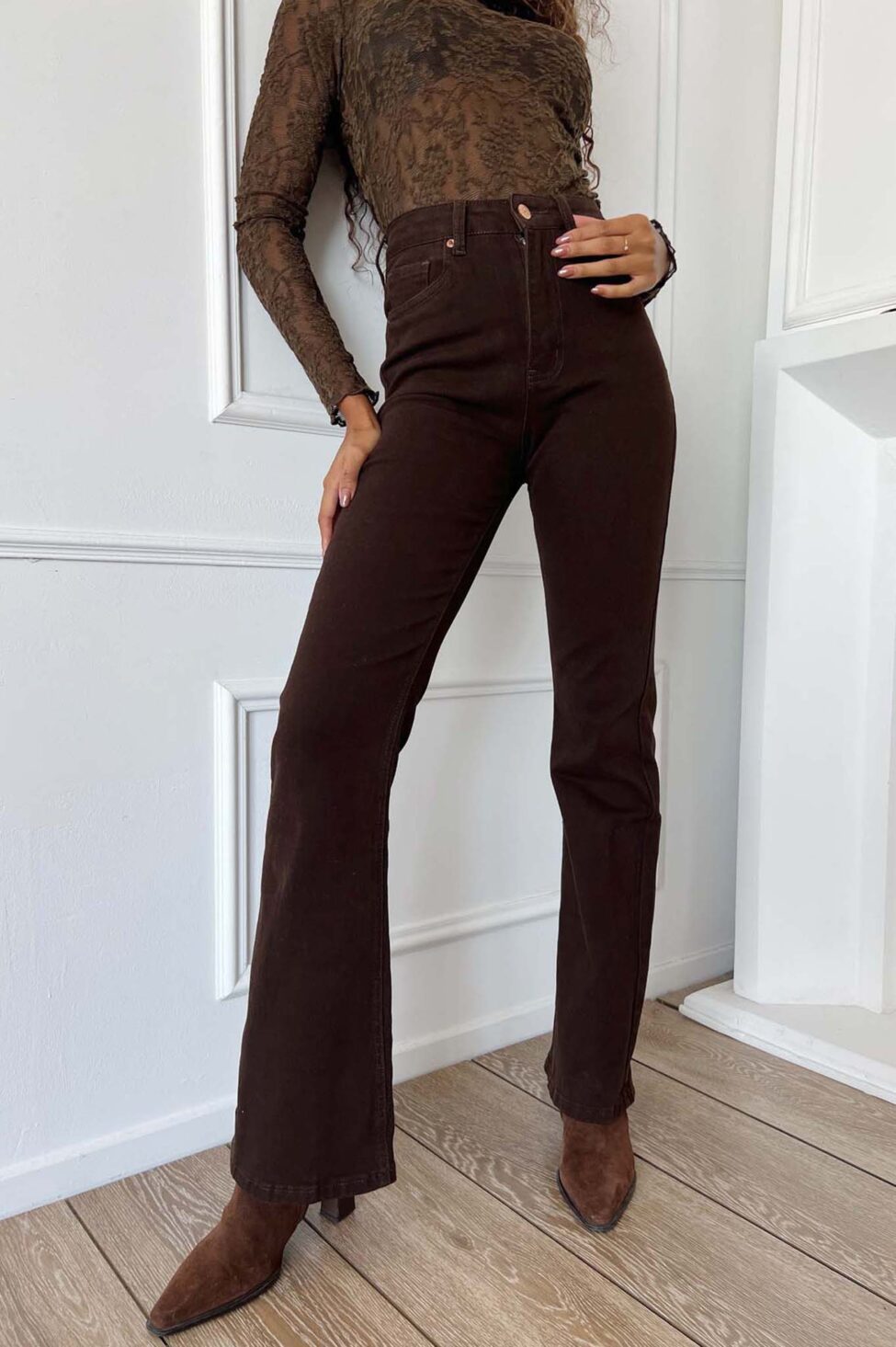 Zelia τζιν παντελόνι καφέ - Image 2