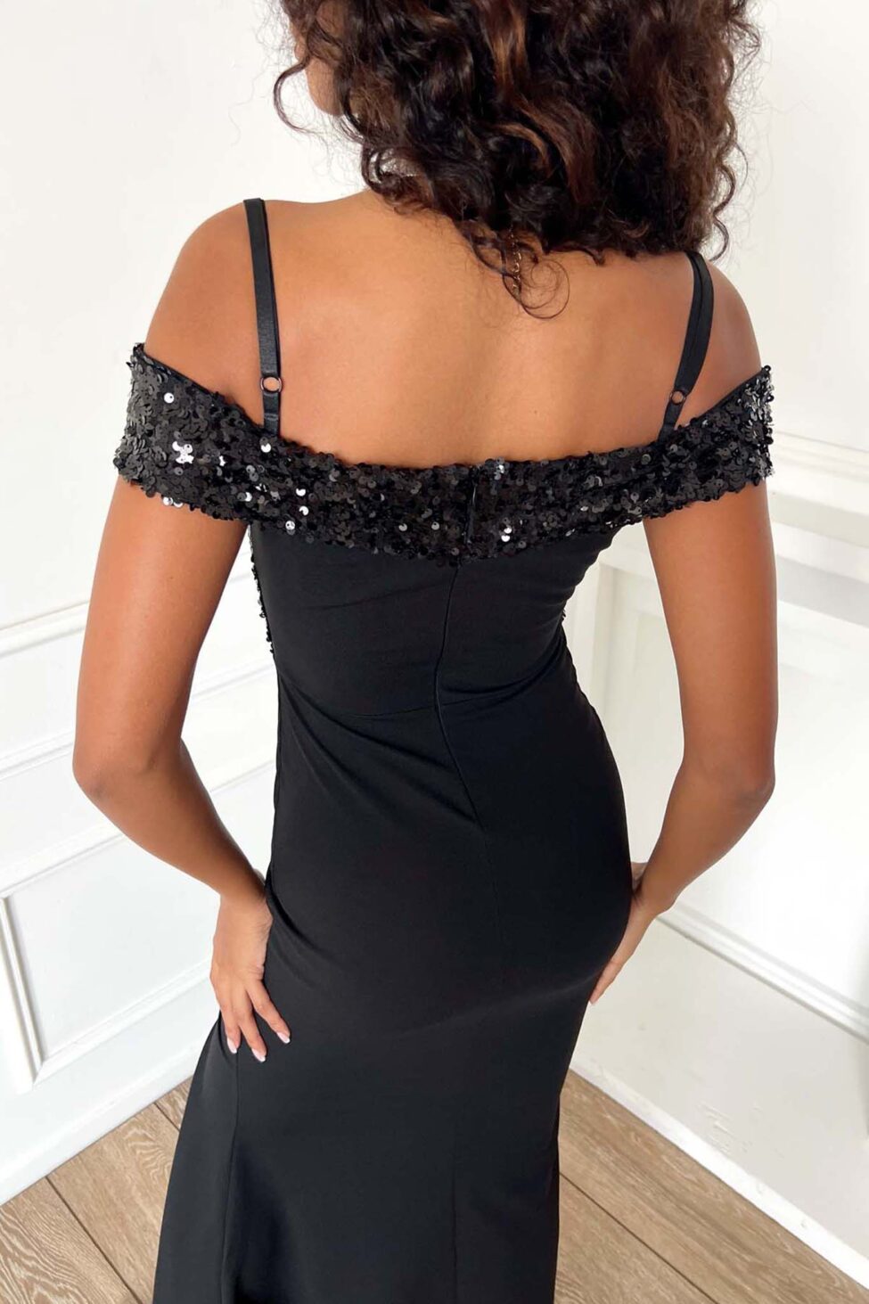 Aguilera μάξι φόρεμα με παγιέτες μαύρο - Image 4