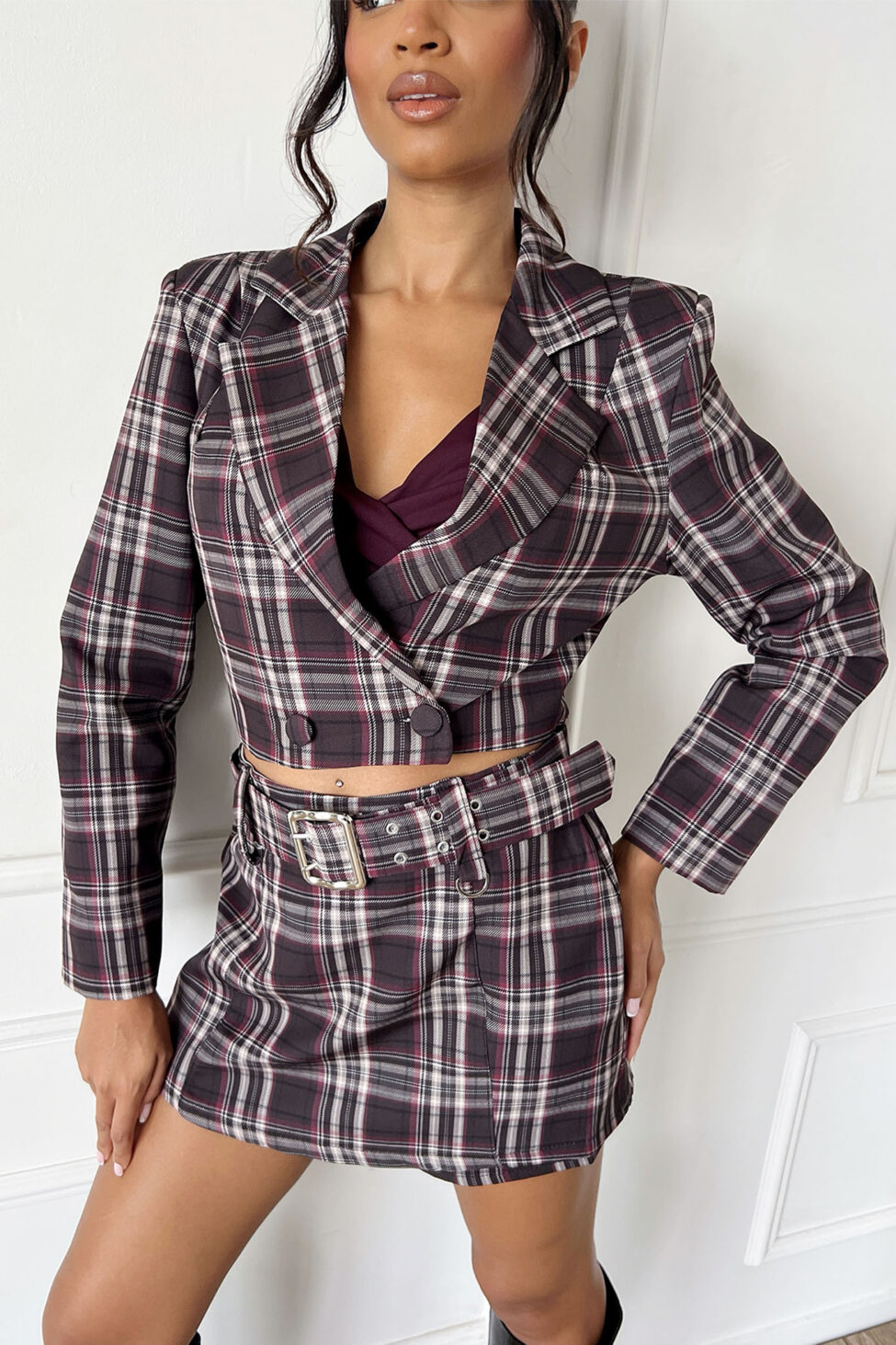 Alfeo σετ σακάκι - σορτς με ζώνη μπορντό - Image 2