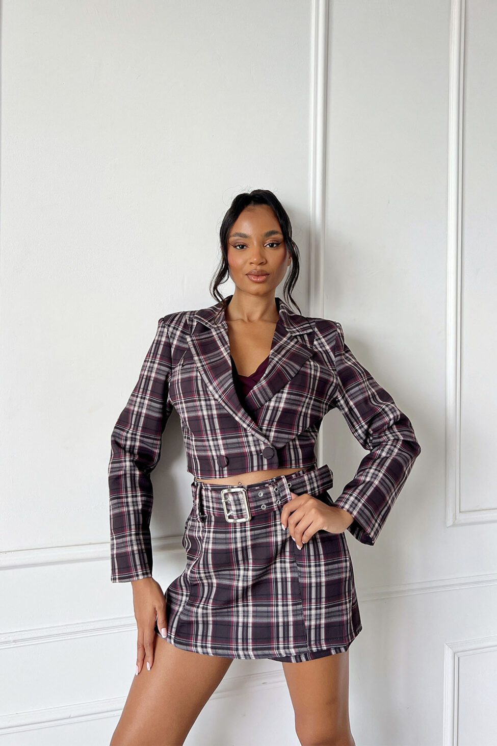 Alfeo σετ σακάκι - σορτς με ζώνη μπορντό - Image 3