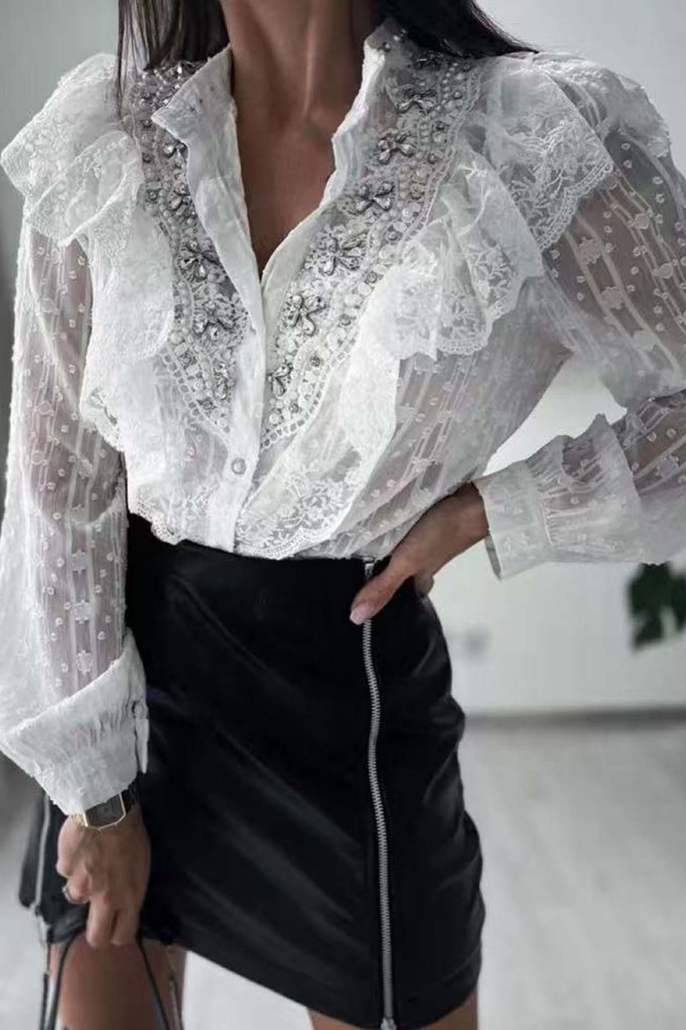 Ameliane Πουκάμισο Με Δαντέλα λευκό Ameliane Πουκάμισο Με Δαντέλα λευκό - Image 1