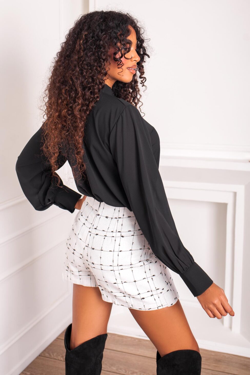 Amelie πουκάμισο με βολάν μαύρο - Image 2