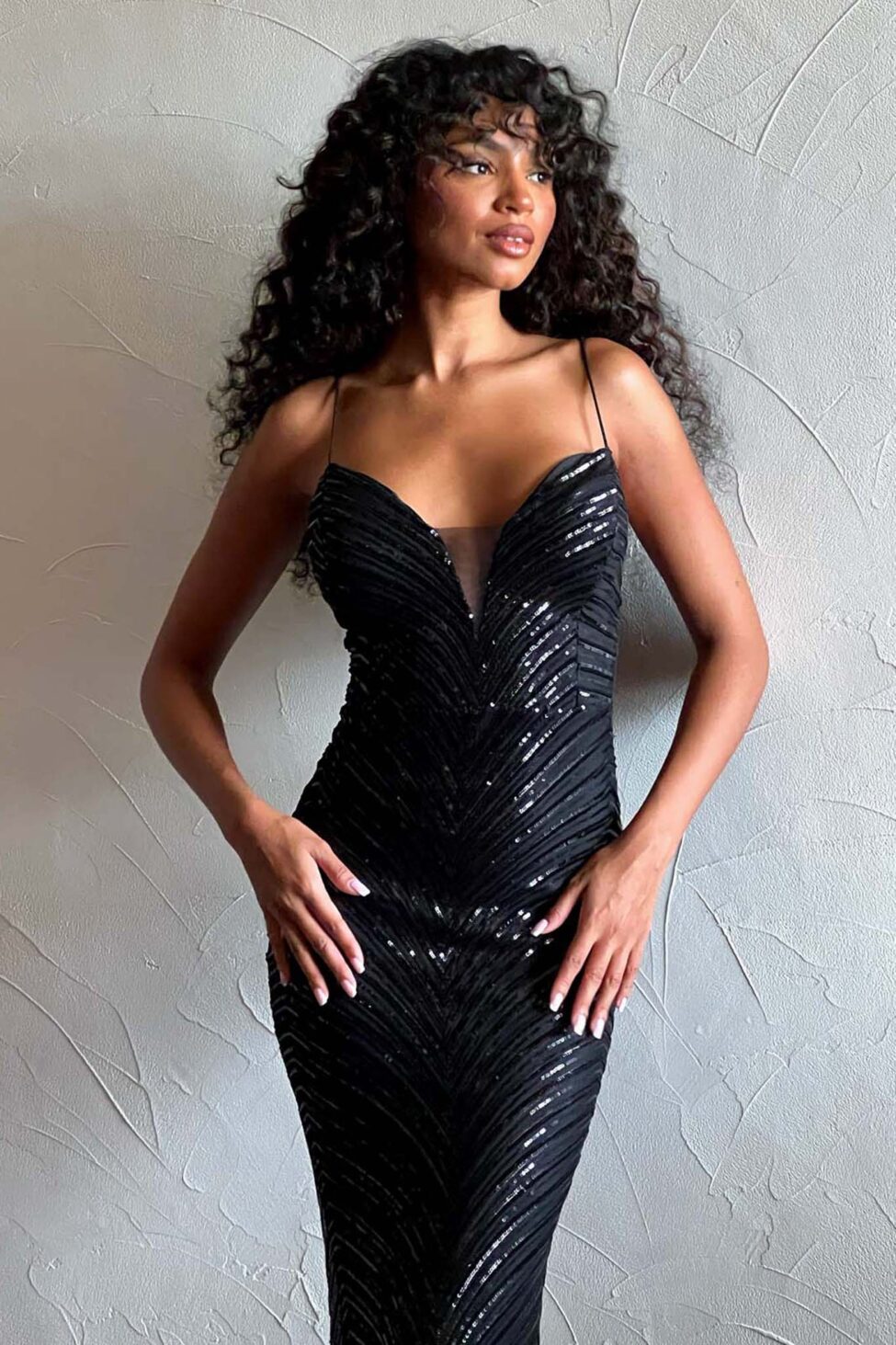 Angely Μάξι Φόρεμα με Παγιέτες μαύρο - Image 2