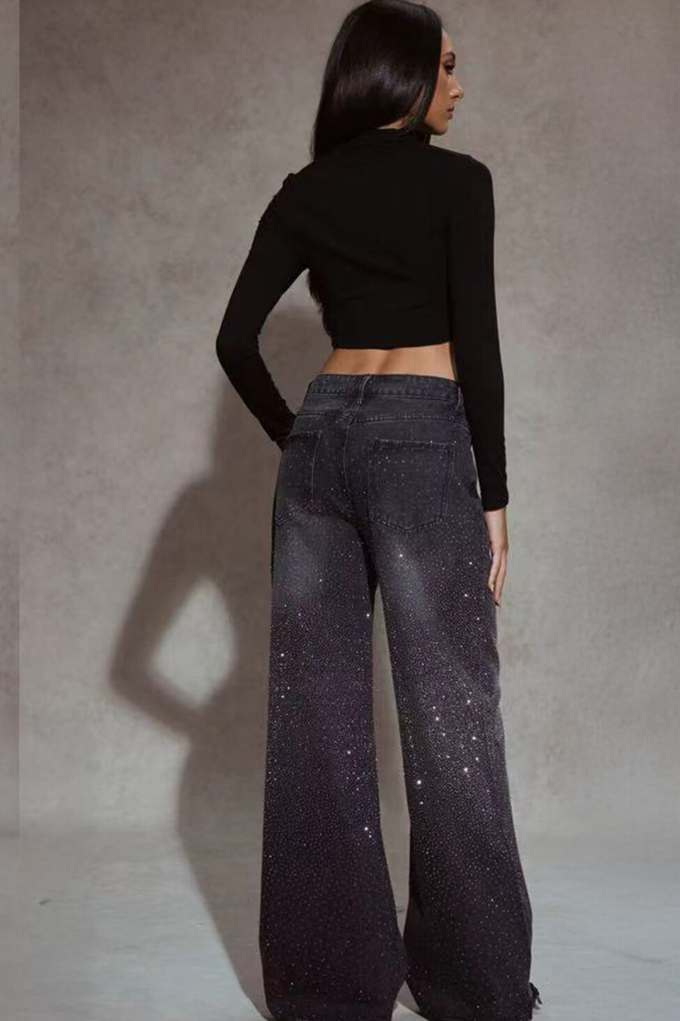 Anoria Τζιν Παντελόνι με στρας μαύρο - Image 2