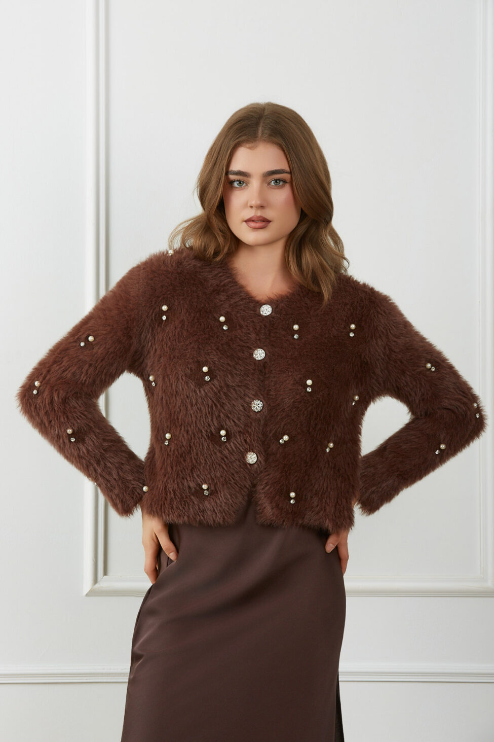 Ardelle Ζακέτα με Πέρλες καφέ - Image 2