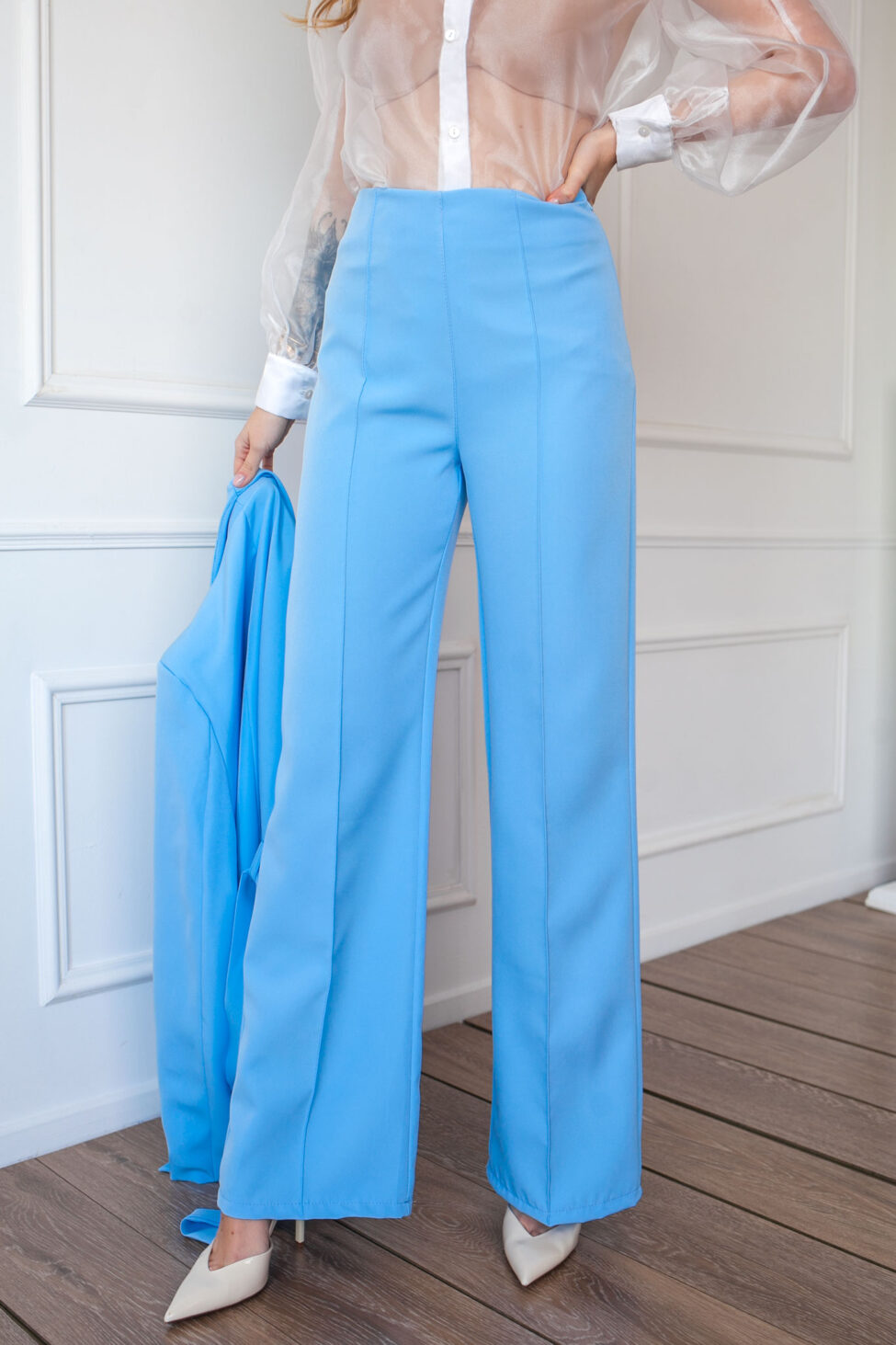 Armel σετ σακάκι -παντελόνι σιελ - Image 4