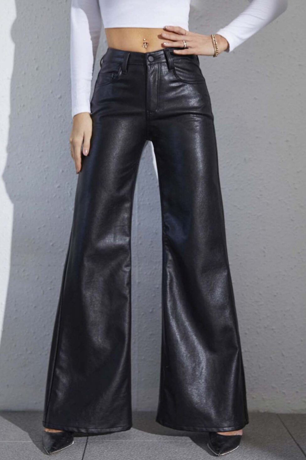 Avocado παντελόνι από οικολογικό δέρμα μαύρο - Image 4