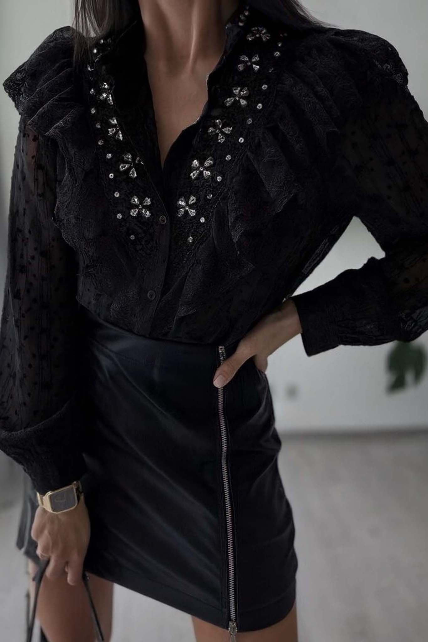 Caliroe Πουκάμισο Με Δαντέλα μαύρο Caliroe Πουκάμισο Με Δαντέλα μαύρο - Image 1