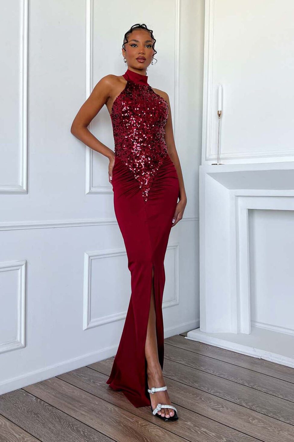 Daniel Μάξι Φόρεμα Με Παγιέτες μπορντό - Image 3