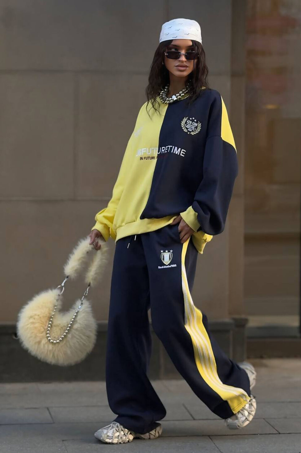 Dual σετ μπλούζα παντελόνι κίτρινο - Image 2