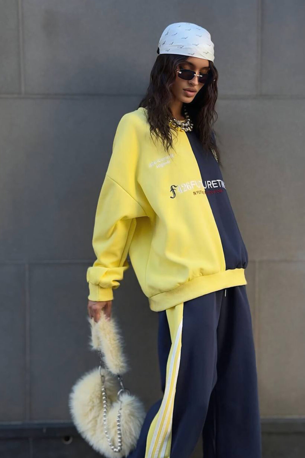 Dual σετ μπλούζα παντελόνι κίτρινο - Image 3