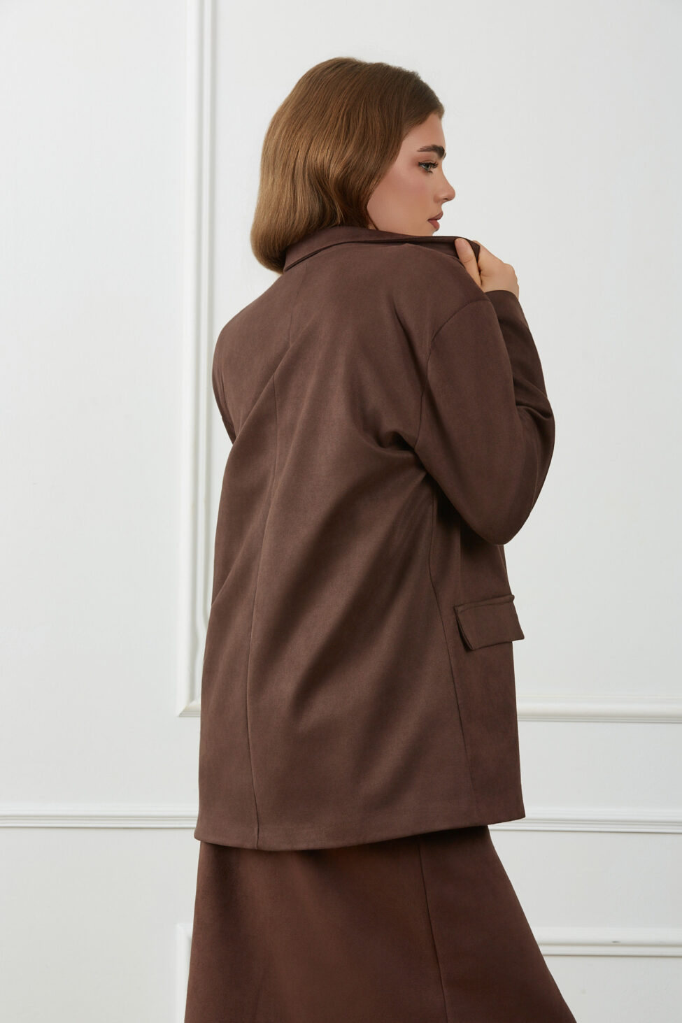 Ellene Σακάκι Σουέτ καφέ - Image 13