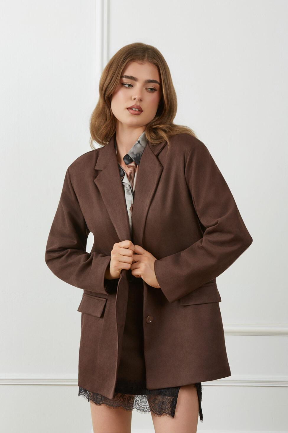 Ellene Σακάκι Σουέτ καφέ - Image 2