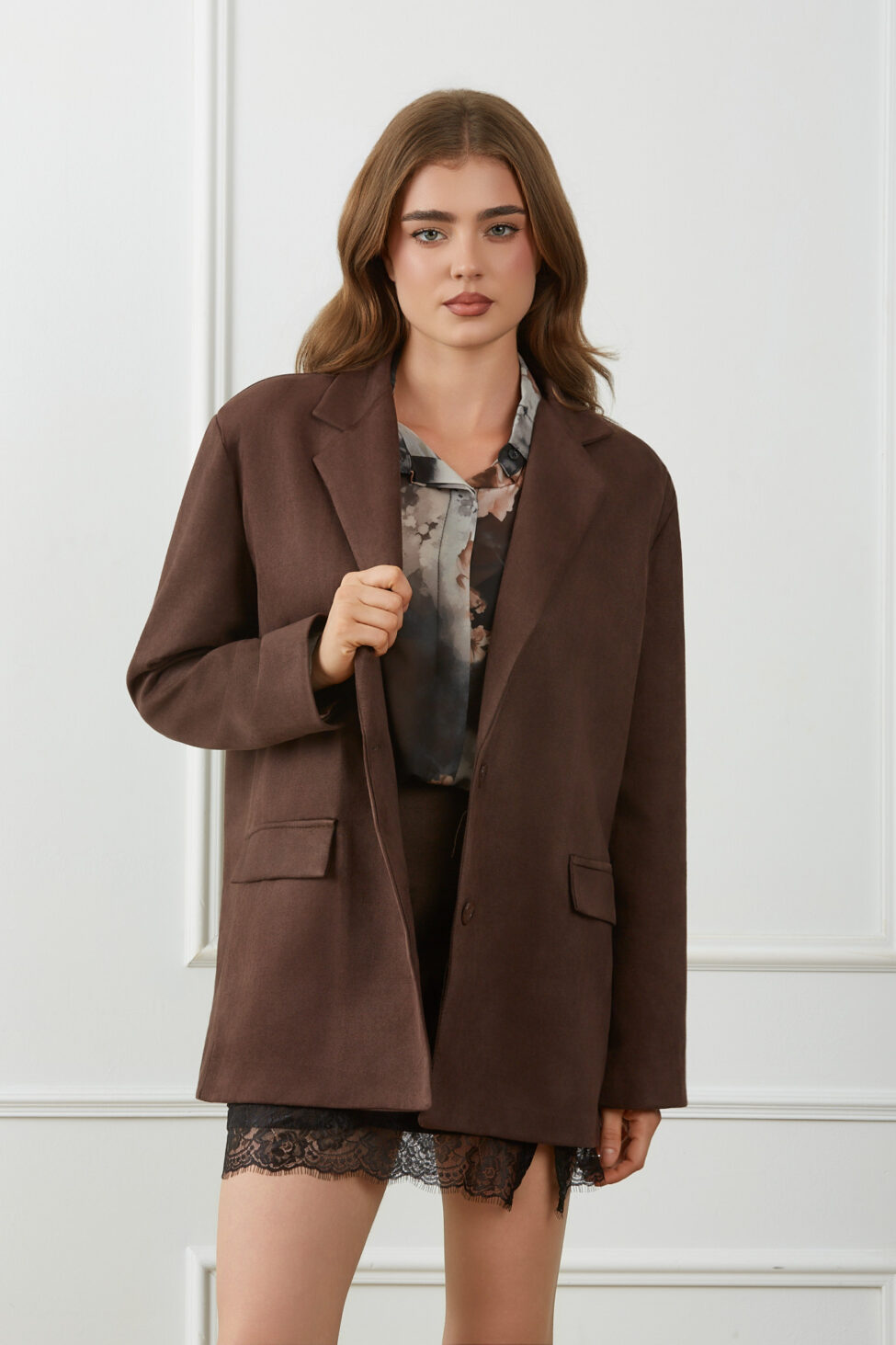 Ellene Σακάκι Σουέτ καφέ - Image 3