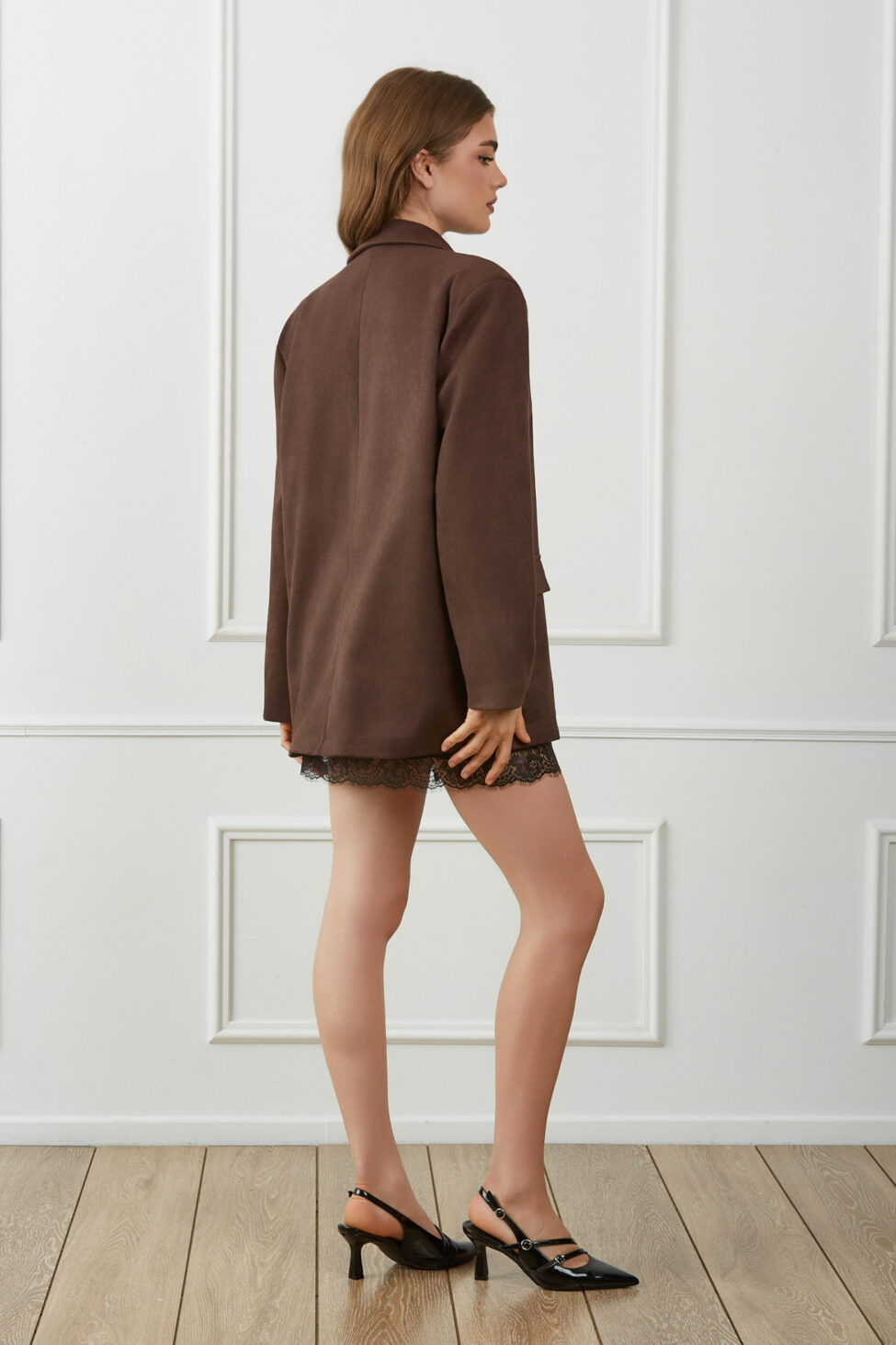 Ellene Σακάκι Σουέτ καφέ - Image 7